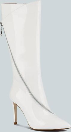 Rag & Co. Womens Tsaroh Zip Around Calf Boots In White