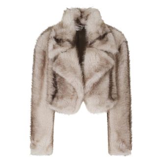 Sportmax Jassen, Dames, Beige, S, Polyester, Quantum Fur Coat