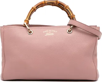 Gucci Pre-owned Womens Bamboo Shopper Tote Handle - Rose Gold Leather - One Size