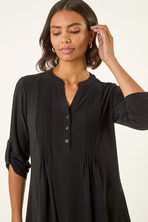 Roman Pintuck Button Stretch Top