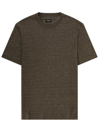 Ermenegildo Zegna Brown Solid Crew Neck T-Shirt