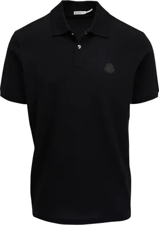 Moncler logo-patch cotton polo shirt - men - Cotton/Calf Leather - XXXL - Black
