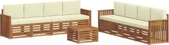 vidaXL Conjunto De Sof&aacute;s De Exterior 9 Uds. Natural Y Crema Vidaxl