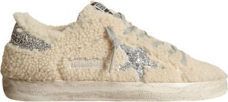 Golden Goose Womens Super-Star Shearling Sneaker In Beige/silver