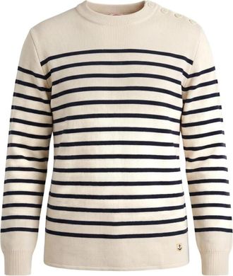 Armor Lux Mol&egrave;ne H&eacute;ritage Trui - Heren - Ronde hals truien - Beige - 2XL - Wol - Truien & Vesten