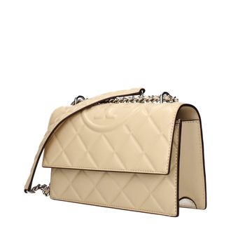 Tory Burch Quilted Leather Crossbody Bag - Beige