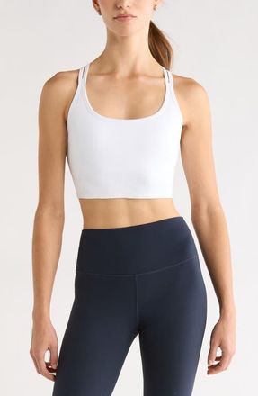 Zella Seamless Strappy Sports Bra in White at Nordstrom, Size X-Large