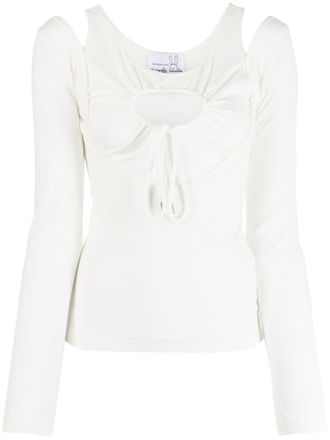 Natasha Zinko Heart cut-out long-sleeve T-shirt - White