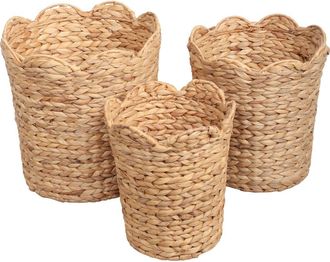 Happimess Calvin Handwoven Water Hyacinth Scalloped Edge Nesting Baskets in Natural at Nordstrom