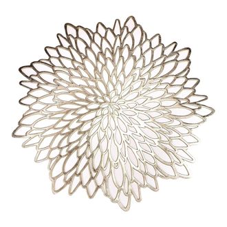 OEM Set De Mesa - Vinilo Metalizado Dorado - Dise&ntilde;o Floral - 38 Cm - Para Halloween Navidad Bodas Fiestas - Pack De 12
