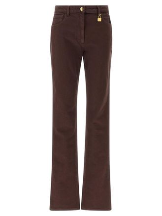 Elisabetta Franchi Brown Jewel padlock jeans