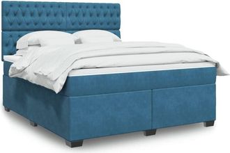 vidaXL Vidaxl - Cama Box Spring Con Colch&oacute;n Terciopelo Azul 180x200 Cm