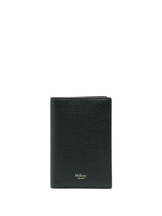 Mulberry logo-embossed passport case - unisex - Leather - One Size - Green