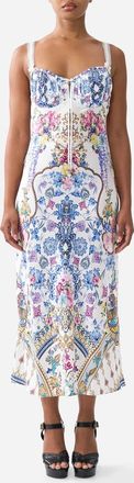 Camilla Gathered Bodice Bias Midi Dress In All About That Lace