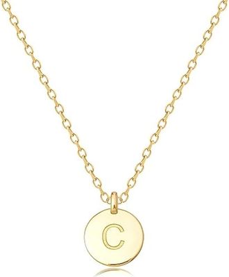 House of Frosted Initial Pendant Necklace in Yellow Gold - C at Nordstrom Rack, Size 16