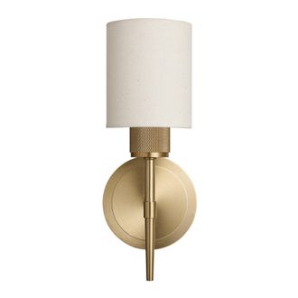 Industville Knurled Cylinder Torch Wall Light - Light Natural Cotton - Brass in Metallic Gold | Size: Small