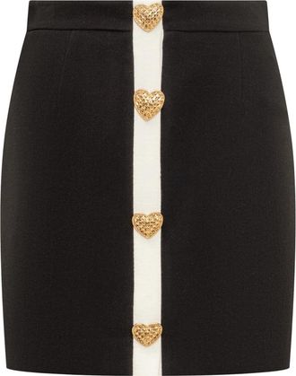 Moschino Heart Buttons Stretch Mini Rok - Dames - Korte rokken - Zwart - L - Leer - Rokken