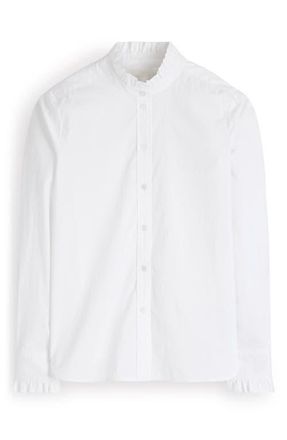 Boden Sienna Frill Cotton Button-Up Shirt in Ivory at Nordstrom, Size 16