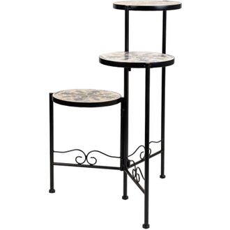 Wanderlust Deco Wanderlust Deco - Soporte De Mosaico Y Forja Negro D30x68h-d25x61h-d20x51