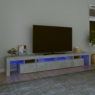 Berkfield Home TV Cabinet with LED Lights Concrete Grey 260x36.5x40 cm