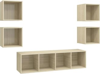 vidaXL Juego De Muebles De Sal&oacute;n 5 Pzas Madera Ingenier&iacute;a Roble Sonoma Vidaxl