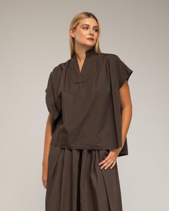 Tantra Overmaatse top met korte mouwen en plooien