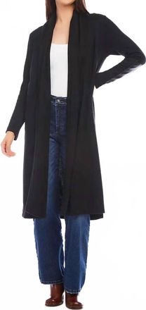 Karen Kane Belita Faux Leather Patch Cardigan In Black