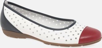 Gabor Womens Ruffle Womens Punched Detail Casual Shoes - White - Size: 7.5