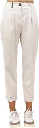 PESERICO Galardina Katoenen Broek - Dames - Chinos - Wit - XL - Katoen - Broeken