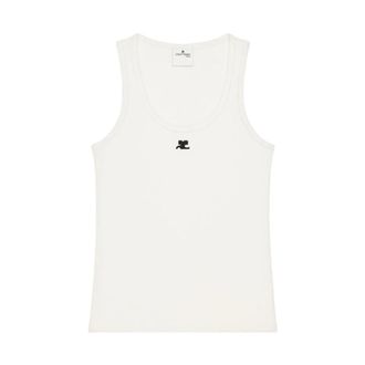 Courr&egrave;ges 90s Rib Tank Top - Dames - Tops - Wit - Maat: L Zijde