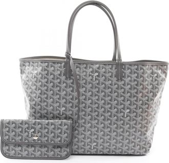 Goyard Gray White Coated Canvas Leather Handbag Tote Bag (Pre-Owned)