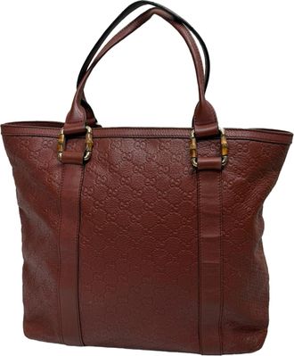 Gucci Gucci Guccissima Bamboo Bar Tote in bordeauxrood leer