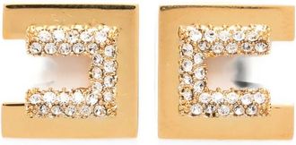 Elisabetta Franchi Logo Earrings with Crystals - female - Elisabetta Franchi - Earrings - Yellow - ONE SIZE - Accessories