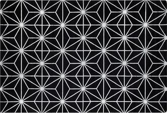 Beliani Alfombra Negra Con Patr&oacute;n Geom&eacute;trico De Viscosa Y Algod&oacute;n 140 X 200 Cm Tejida A Mano Estilo Glam Moderno Sibel