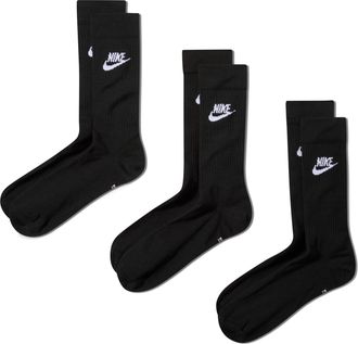 Nike Unisex Nike Sportswear Everyday Essential Crew Socks (3 Pairs) in Black | DX5025-010