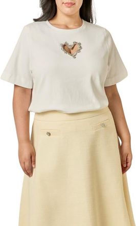 endless rose Heart Cutout T-Shirt in White at Nordstrom, Size 3X