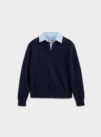 Contemporaine Womens Gingham pattern fooler sweater