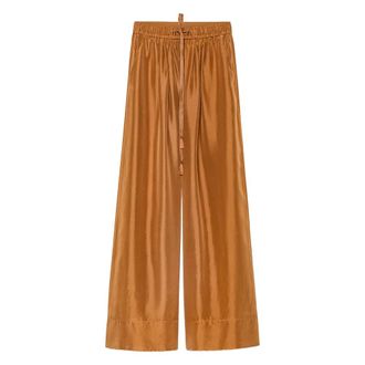 Forte_Forte Wide Trousers, female, Brown, Size: M Habotai Silk Drawstring Pants