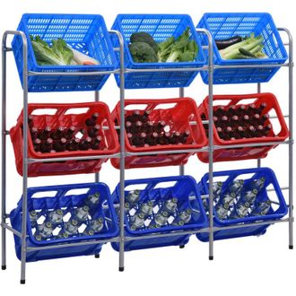 vidaXL Vidaxl - Estanter&iacute;a Almacenaje Para 9 Cajas Acero Plateado 145x33x116 Cm