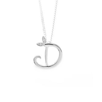 Say It With Winged Diamond Initial Necklace - Sterling Silver - D/18 | Size: 18 inches