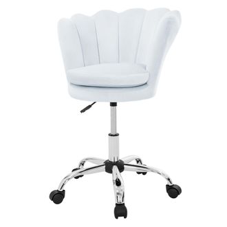 ML Design Ml-design Silla De Oficina Asiento De Tercipelo Azul Claro Sill&oacute;n De Concha Giratorio 360&deg; Con 5 Ruedas Respaldo, Regulable Altura Carcasa Tapizada Di