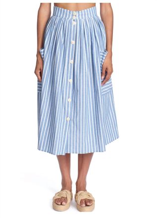 Corey Lynn Calter Cecilia Skirt In Blue/white