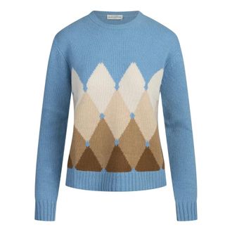 Ballantyne Maglione Girocollo in Cashmere Argyle - - Knitwear - Donna - Multicolore - XL
