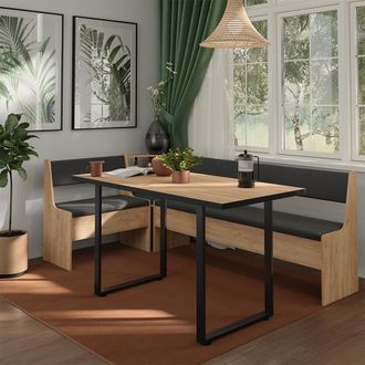 Vicco Conjunto Con Banco Esquinero Roman, Roble Dorado, 120.1 X 210.1 Cm, Vicco