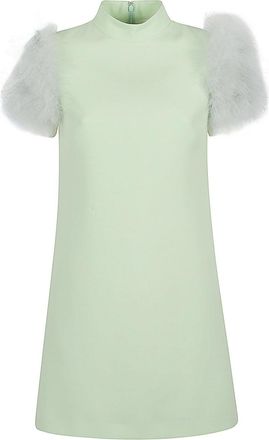Valentino Feathered Wool And Silk Dress