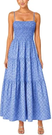 Change of Scenery Kristen Smocked Tiered Midi Dress in Meridien Breeze at Nordstrom, Size X-Small/small