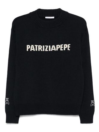 Patrizia Pepe logo crew-neck sweater - Blue