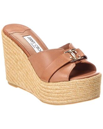 Jimmy Choo London Leda Wedge 100 Brown Sandals New