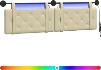 vidaXL Cabecero Colgante Con Luz Led Crema Cuero Sint&eacute;tico Vidaxl