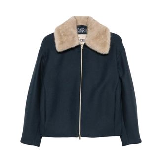 Herno Jassen, Dames, Blauw, M, Chaqueta Cuello Pelo Zip